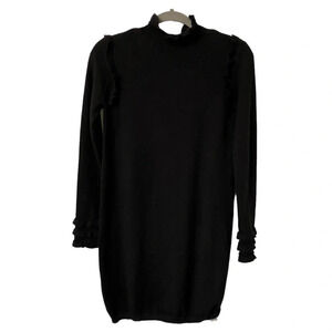 hr2  Holt Renfrew Black Soft Stretch Knit Ruffle Dress